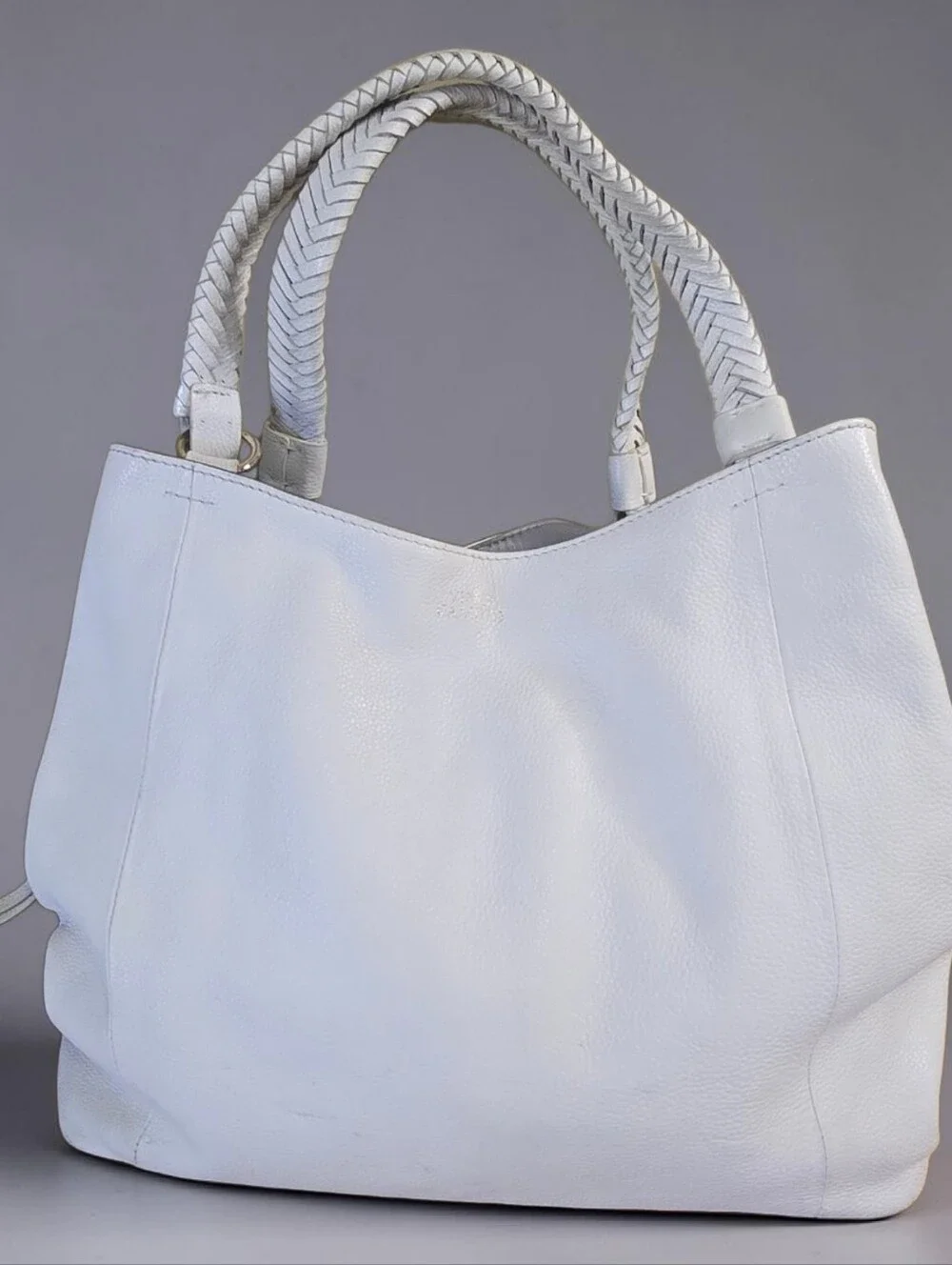 Vince Camuto White Leather Hobo Bag Braided Handle - Picture 4 of 16